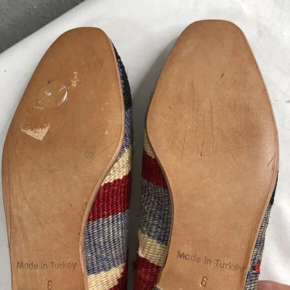 Turkish Kilim Shoes Womens 6 Wool Embroidered Carpet Loafers Indie Boho Art - Picture 5 of 16